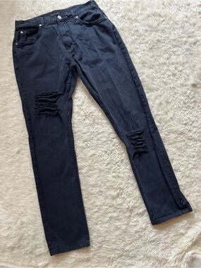Mens Helmut Lang Shredded Jean Pants Size 30 Torn Mid Rise